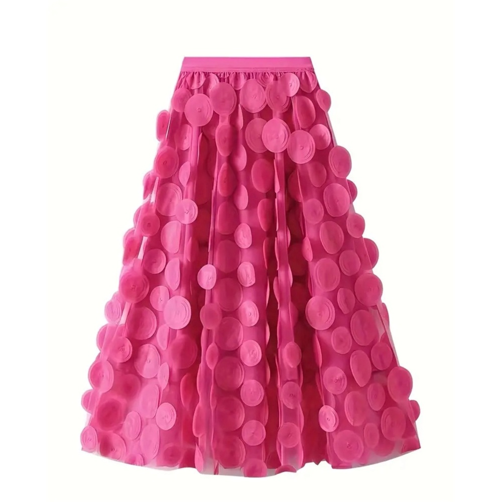 NWT APPLIQUE MESH HIGH WAIST ELEGANT WOMEN'S MAXI SKIRT - Picture 2 of 6